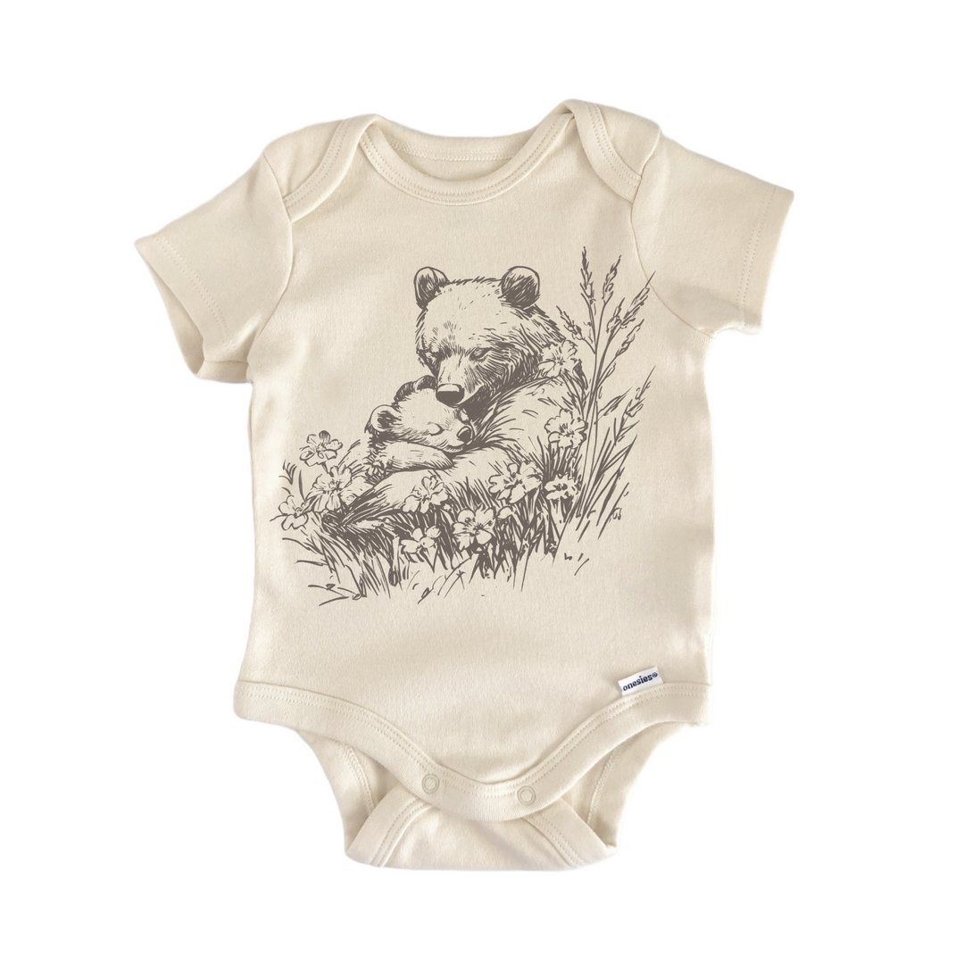 Cottagecore Bear Boho Retro - Baby Bodysuit  Funny Cute Onesie® | North Fork Forager LLC