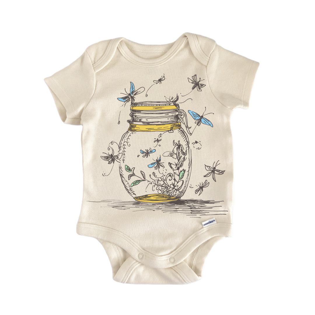 Cottagecore Fireflies Firefly Bug - Baby Bodysuit  Funny Cute Onesie® | North Fork Forager LLC