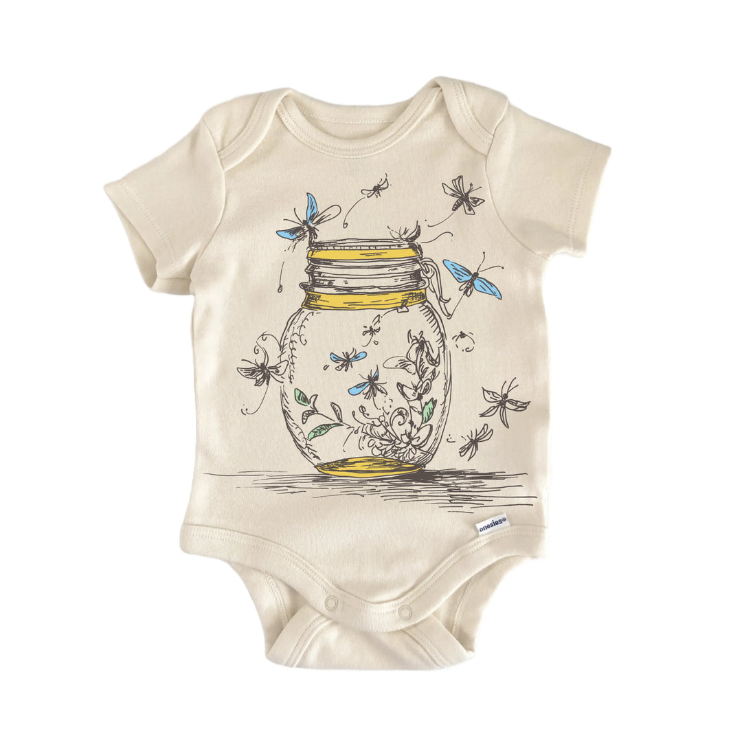Cottagecore Fireflies Firefly Bug - Baby Bodysuit  Funny Cute Onesie® | North Fork Forager LLC