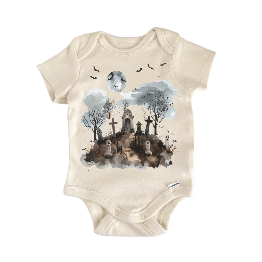 Cottagecore Halloween Graveyard - Baby Bodysuit  Funny Cute Onesie® | North Fork Forager LLC
