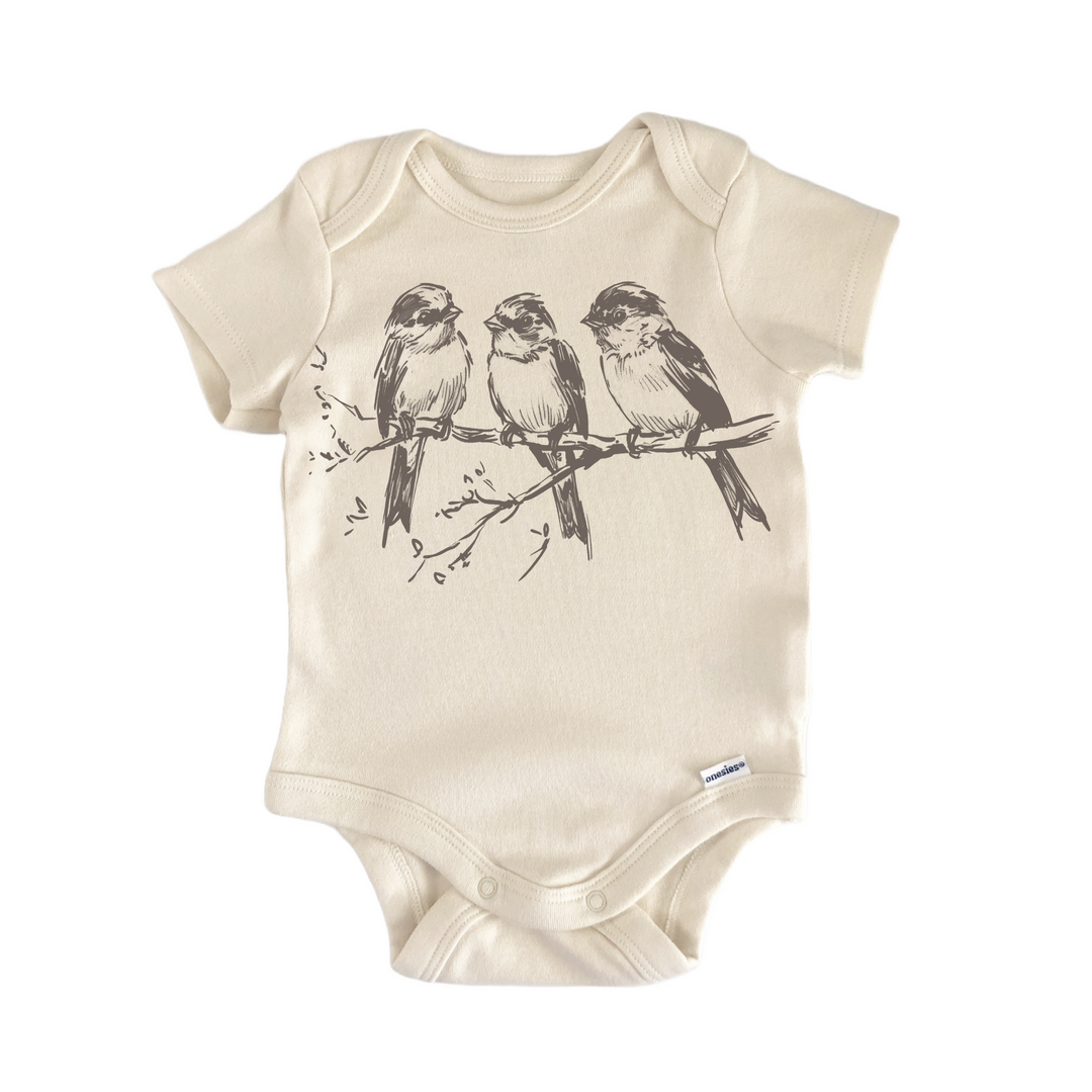 Cottagecore Three Bird - Baby Bodysuit  Funny Cute Onesie® | North Fork Forager LLC