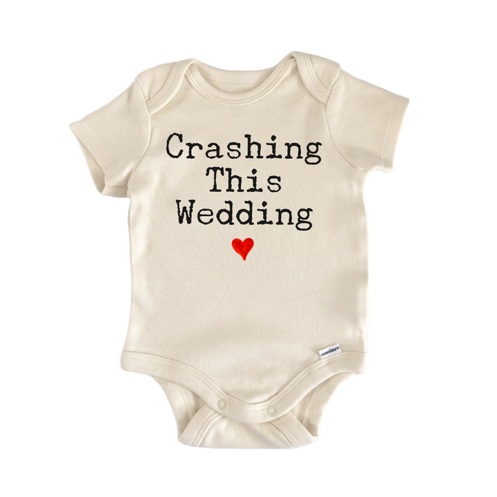 Crashing Wedding Birth Pregnancy Announcement - Baby Bodysuit  Funny Cute Onesie® | North Fork Forager LLC