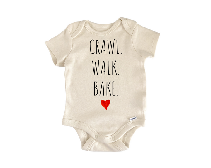 Crawl Walk Bake - Baby Boy Girl Clothes  Bodysuit Funny Cute