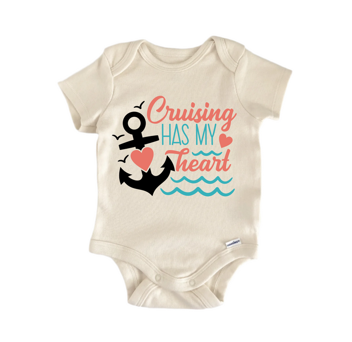 Cruising Has My Heart Cruise Boat - Baby Boy Girl Clothes  Bodysuit Funny Cute  Funny Cute Onesie® | North Fork Forager LLC