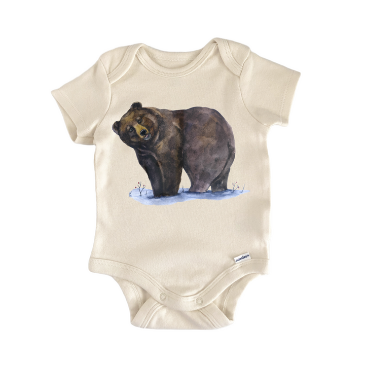 Curious Bear Minimalistic Woodland Animal - Baby Bodysuit  Funny Cute Onesie® | North Fork Forager LLC