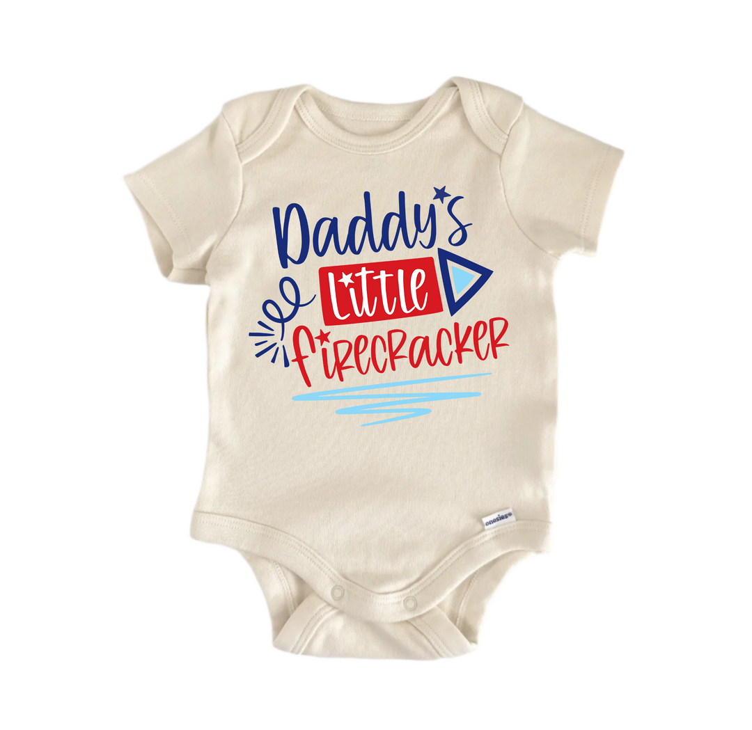 Daddy's Little Firecracker  July 4th Patriotic -  Baby Boy Girl Clothes  Bodysuit  Funny Cute Onesie® | North Fork Forager LLC