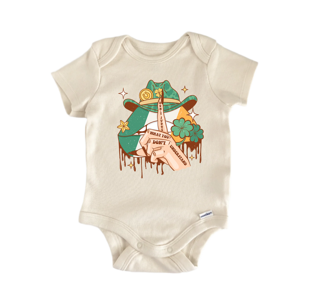 Don't Judge Irish St. Patrick's Day -  Baby Boy Girl Clothes Bodysuit Funny Cute  Funny Cute Onesie® | North Fork Forager LLC