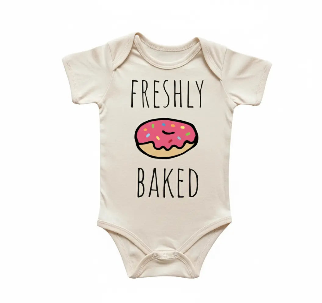 Donut Freshly - Baby Boy Girl Clothes Infant Bodysuit Funny Cute Newborn  Funny Cute Onesie® | North Fork Forager LLC