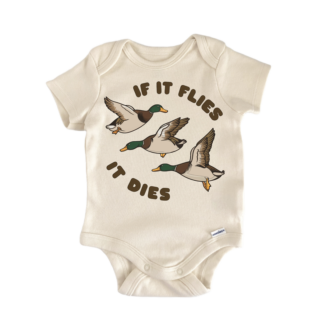 Duck Hunting Hunter Three Ducks - Baby Bodysuit  Funny Cute Onesie® | North Fork Forager LLC