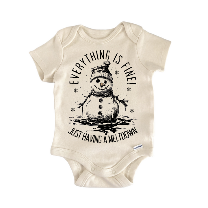 Everything Fine Snowman Meltdown Christmas - Baby Bodysuit  Funny Cute Onesie® | North Fork Forager LLC