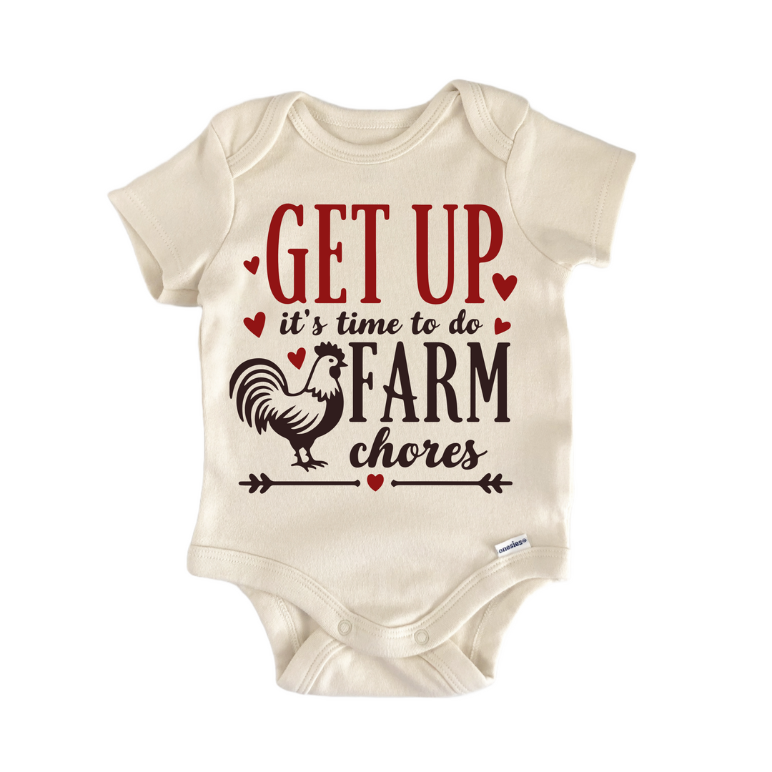 Farm Chores Chicken Farmer Barn - Baby Bodysuit  Funny Cute Onesie® | North Fork Forager LLC