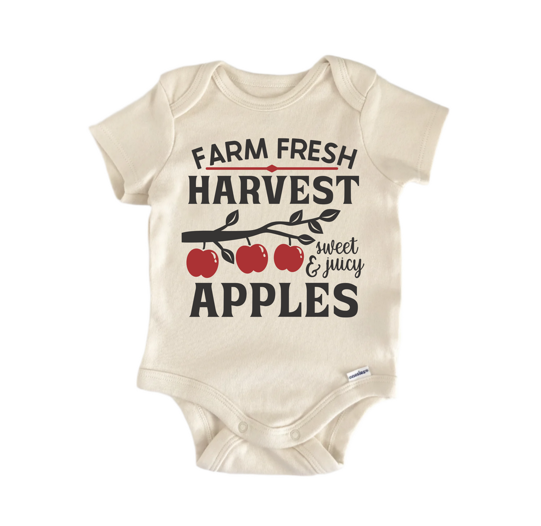 Farm Fresh Harvest Apples Fall - Baby Boy Girl Clothes  Bodysuit Funny Cute  Funny Cute Onesie® | North Fork Forager LLC