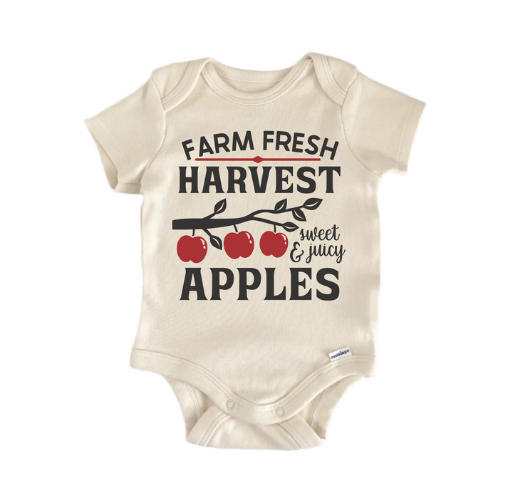 Farm Fresh Harvest Apples Fall - Baby Boy Girl Clothes  Bodysuit Funny Cute  Funny Cute Onesie® | North Fork Forager LLC
