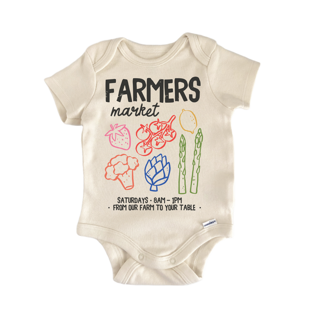 Farmers Market Vegetable Fruit - Baby Bodysuit  Funny Cute Onesie® | North Fork Forager LLC