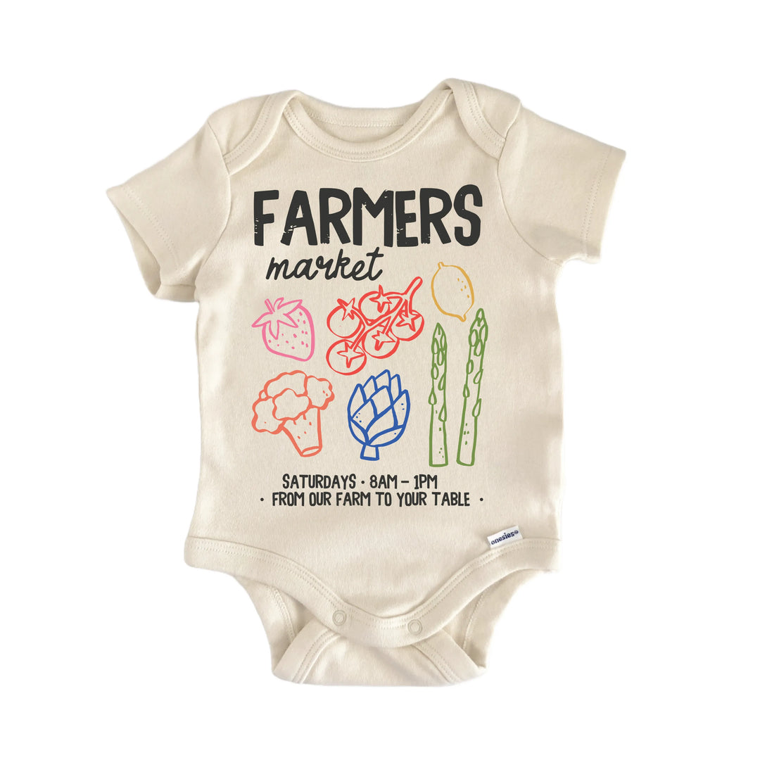 Farmers Market Vegetable Fruit - Baby Bodysuit  Funny Cute Onesie® | North Fork Forager LLC