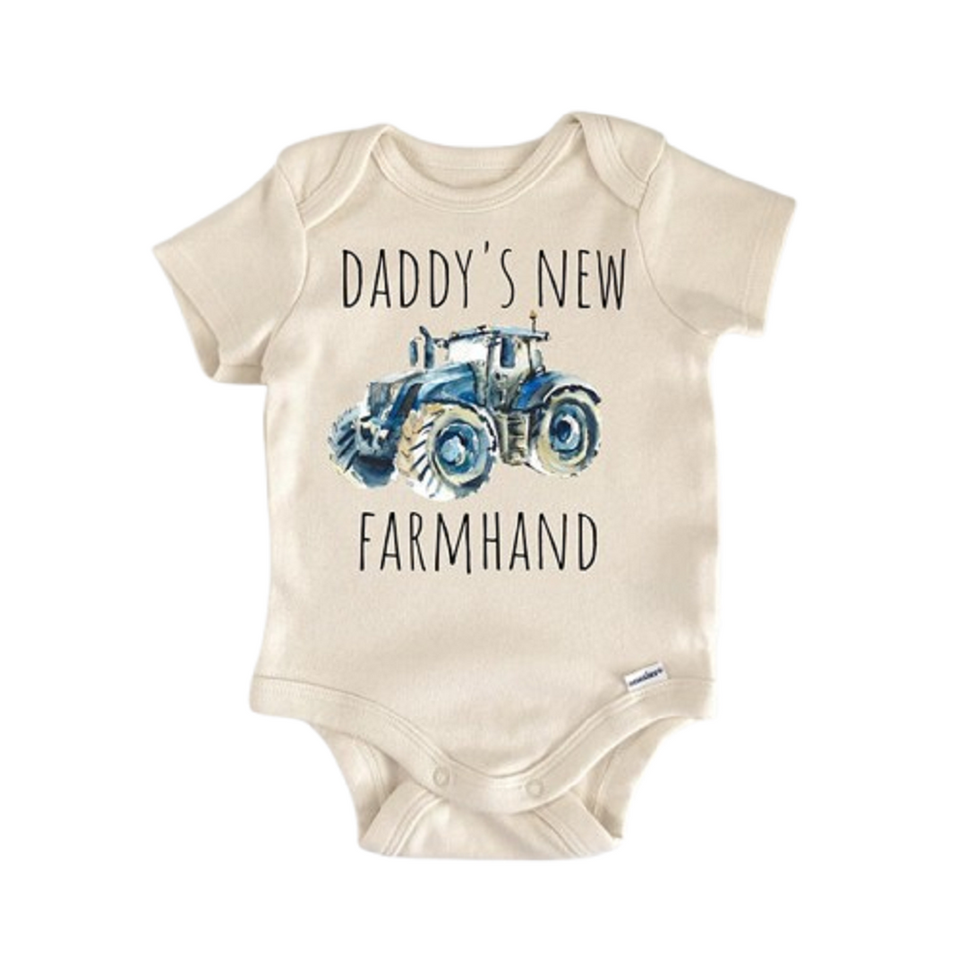 Farmhand Farmer Tractor - Baby Boy Girl Clothes Infant Onesie® Funny Cute GS1  Funny Cute Onesie® | North Fork Forager LLC