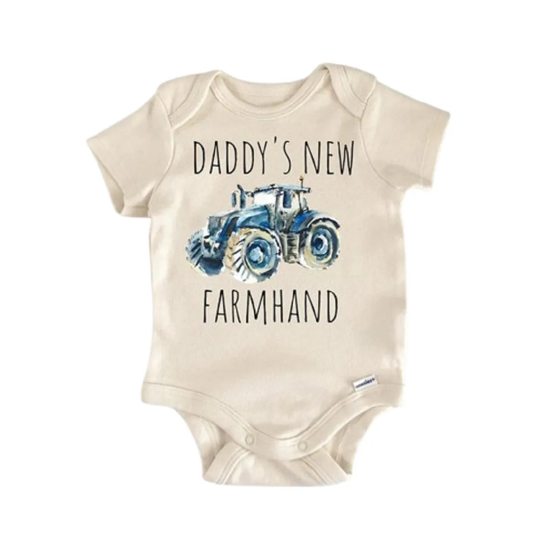 Farmhand Farmer Tractor - Baby Boy Girl Clothes Infant Onesie® Funny Cute GS1  Funny Cute Onesie® | North Fork Forager LLC
