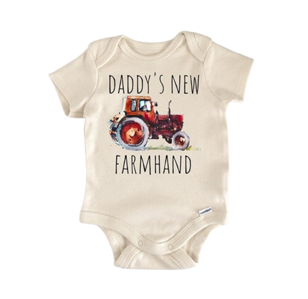 Farmhand Farmer Tractor - Baby Boy Girl Clothes Infant Bodysuit Funny Cute Newborn  Funny Cute Onesie® | North Fork Forager LLC