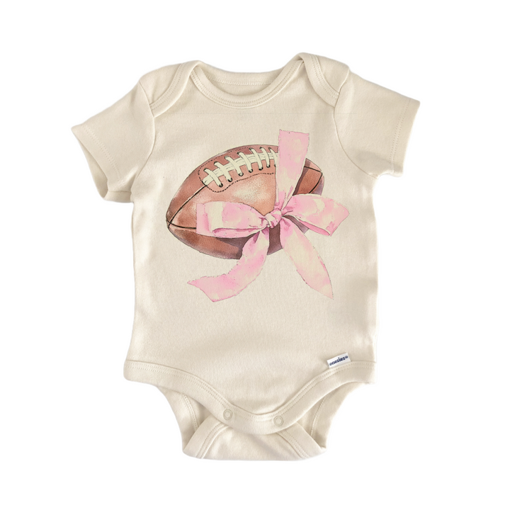 Football Pink Bow Girl - Baby Bodysuit  Funny Cute Onesie® | North Fork Forager LLC