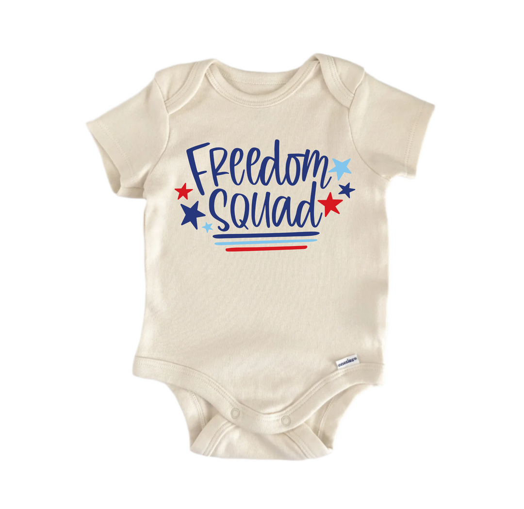 Freedom Squad July 4th Patriotic -  Baby Boy Girl Clothes  Bodysuit  Funny Cute Onesie® | North Fork Forager LLC
