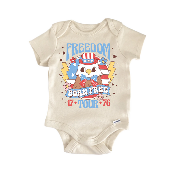 Freedom Born Free July 4th - Baby Boy Girl Clothes Bodysuit Funny Cute Newborn