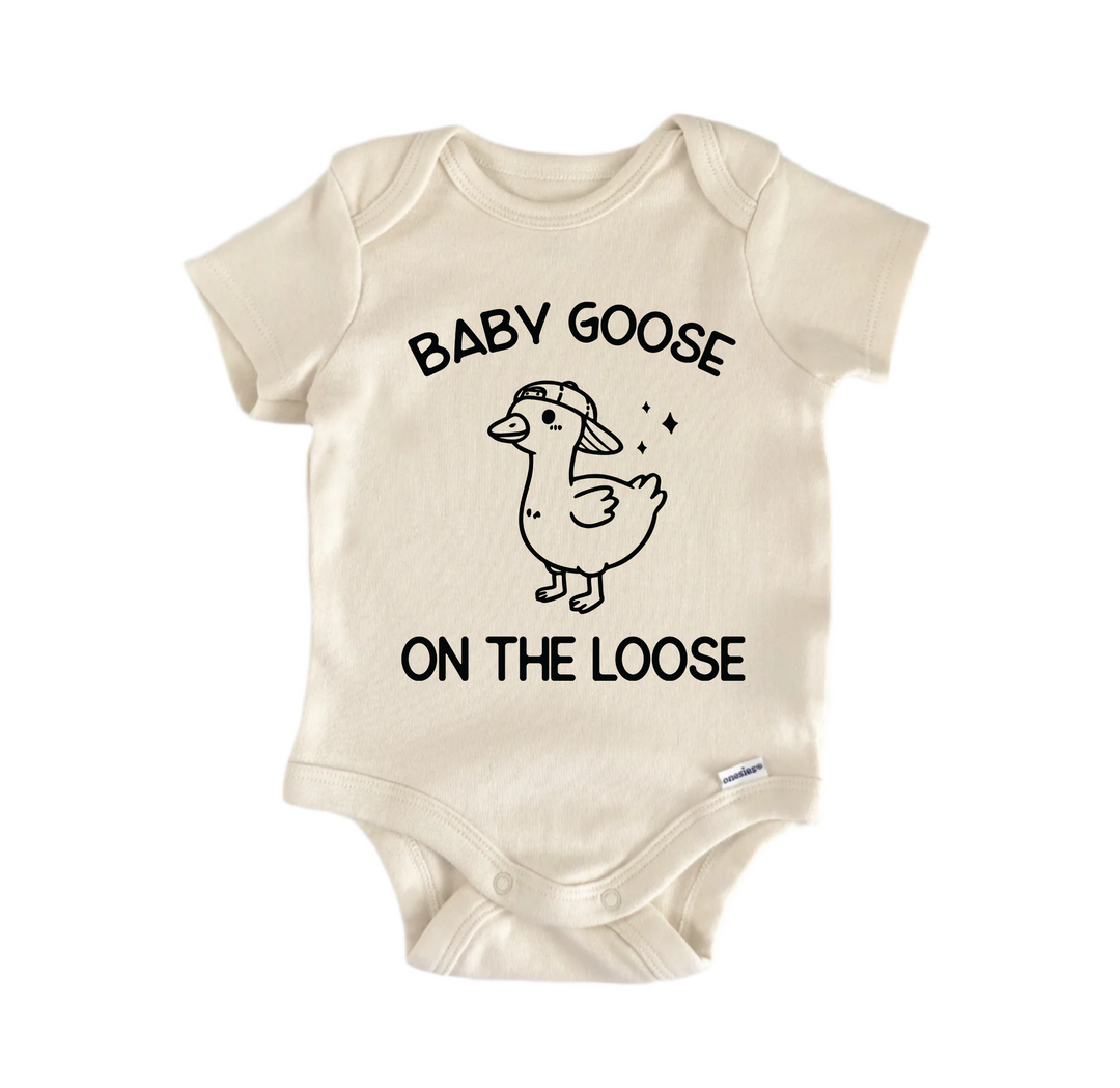 Baby Goose On The Loose - Baby Boy Girl Clothes Infant Bodysuit Funny Cute Newborn  Funny Cute Onesie® | North Fork Forager LLC