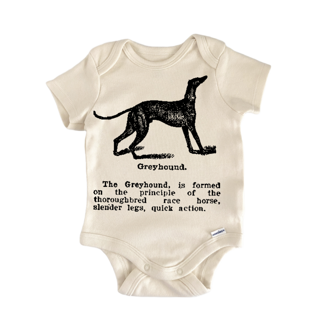 Greyhound Dog Breed Pet - Baby Bodysuit  Funny Cute Onesie® | North Fork Forager LLC