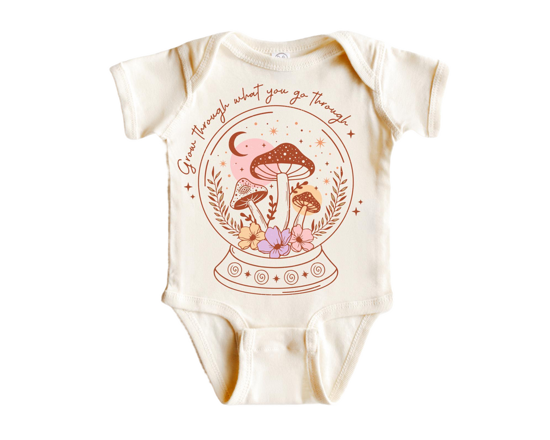 Grow Through Mushroom Moon - Baby Boy Girl Clothes Infant Bodysuit Funny Cute Newborn  Funny Cute Onesie® | North Fork Forager LLC