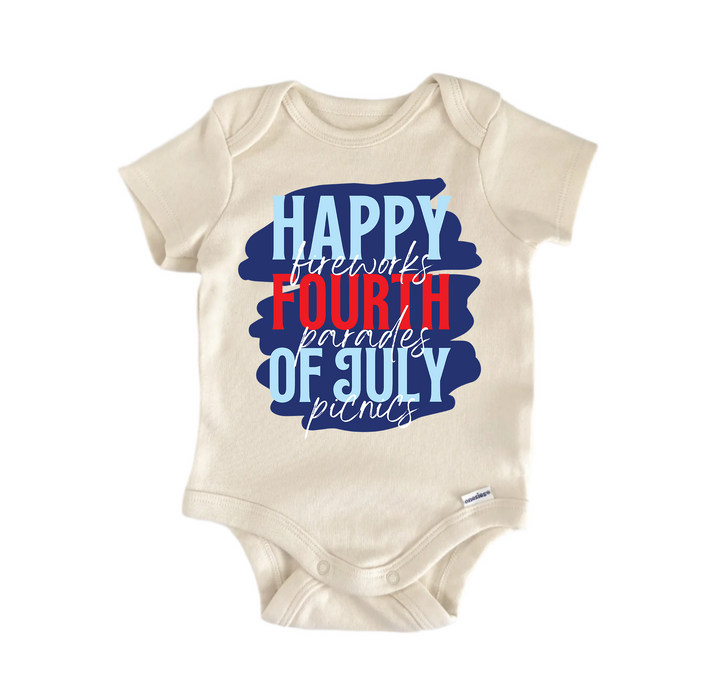 Happy Fourth Of July  July 4th Patriotic -  Baby Boy Girl Clothes  Bodysuit