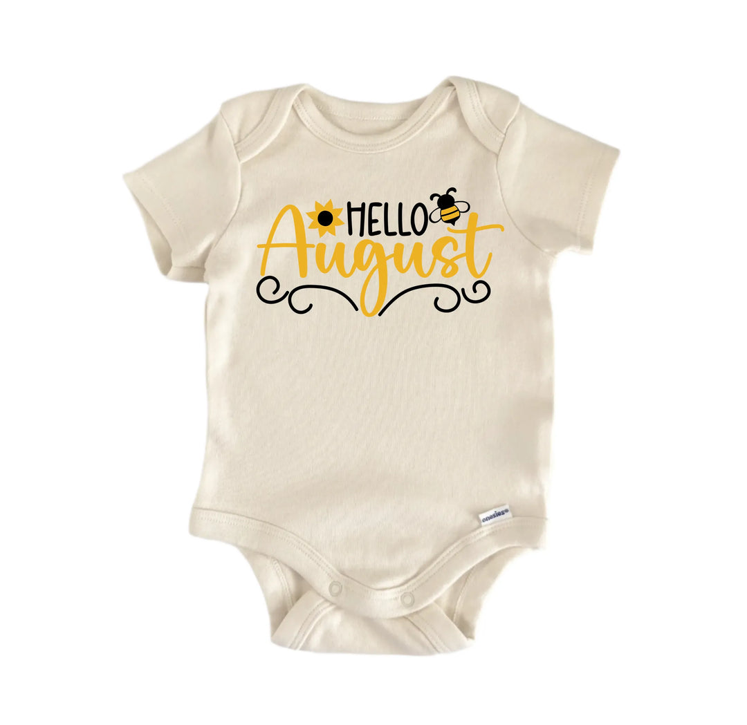 Hello August - Baby Boy Girl Clothes Infant Onesie® Funny Cute GS1  Funny Cute Onesie® | North Fork Forager LLC