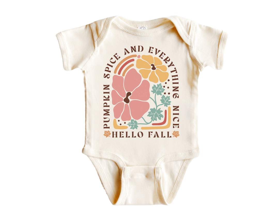 Hello Fall Pumpkin Spice - Baby Boy Girl Clothes Infant Bodysuit Funny Cute Newborn  Funny Cute Onesie® | North Fork Forager LLC