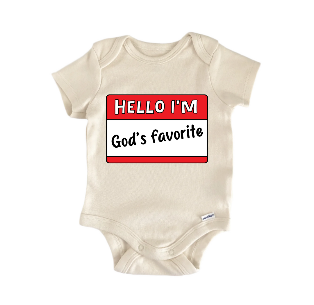 Hello I'm God's Favorite Jesus Religious God Christian -  Baby Boy Girl Clothes  Bodysuit  Funny Cute Onesie® | North Fork Forager LLC