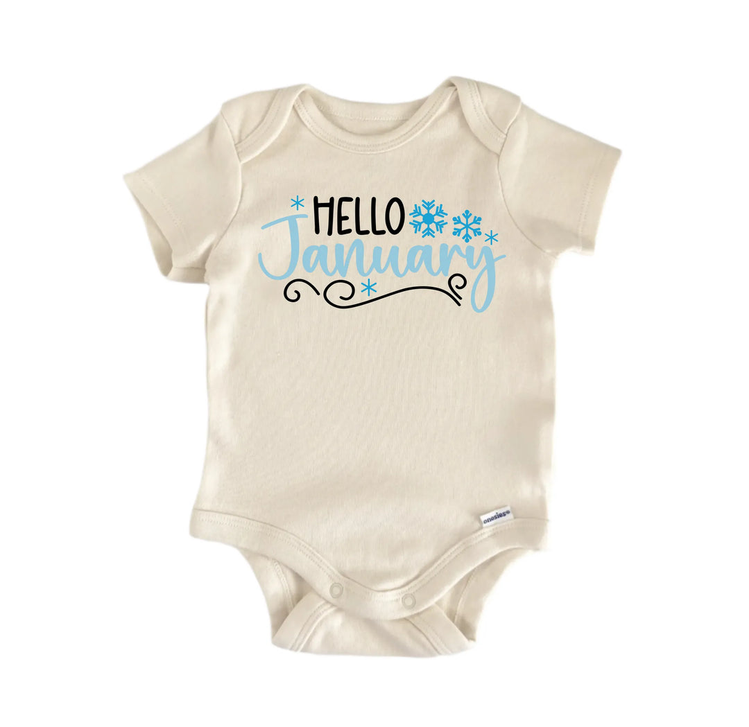 Hello January - Baby Boy Girl Clothes Infant Onesie® Funny Cute GS1  Funny Cute Onesie® | North Fork Forager LLC