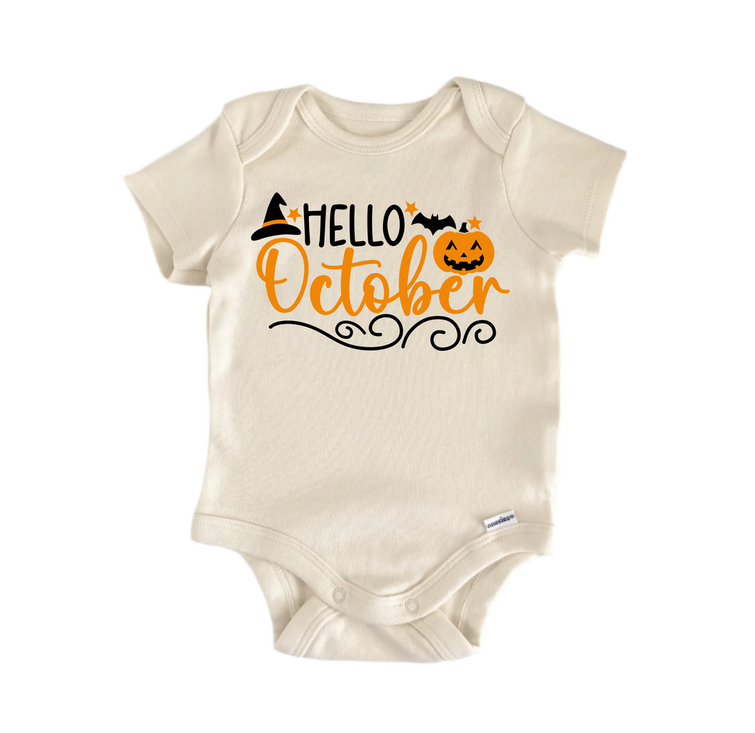 Hello October - Baby Boy Girl Clothes Infant Bodysuit Funny Cute  Funny Cute Onesie® | North Fork Forager LLC