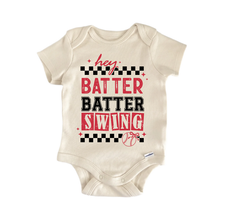 Hey Batter Swing Baseball -  Baby Boy Girl Clothes  Bodysuit Funny Cute
