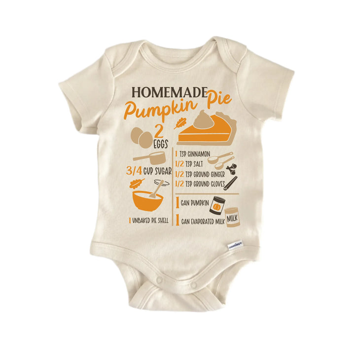 Homemade Pumpkin Pie Recipe Fall Baking - Baby Boy Girl Clothes  Bodysuit Funny Cute  Funny Cute Onesie® | North Fork Forager LLC