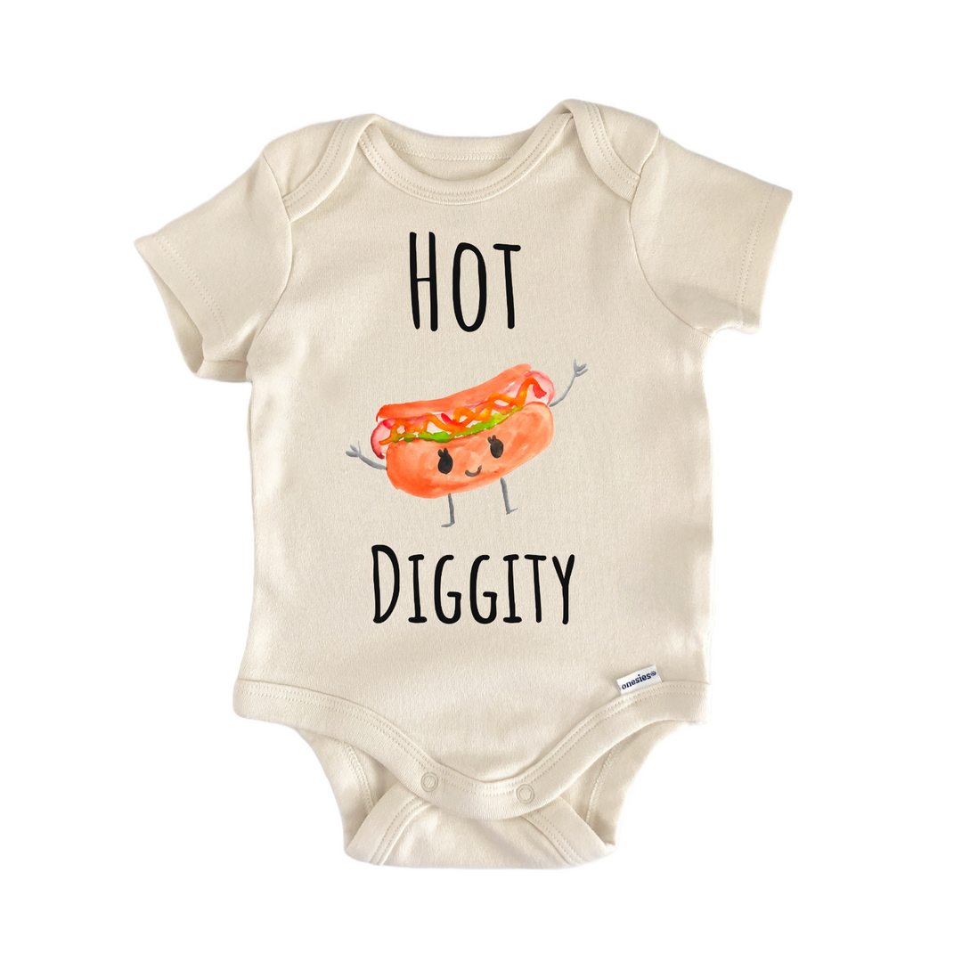 Hot Diggity Hot Dog Bbq Baby Gift Baby Bodysuit