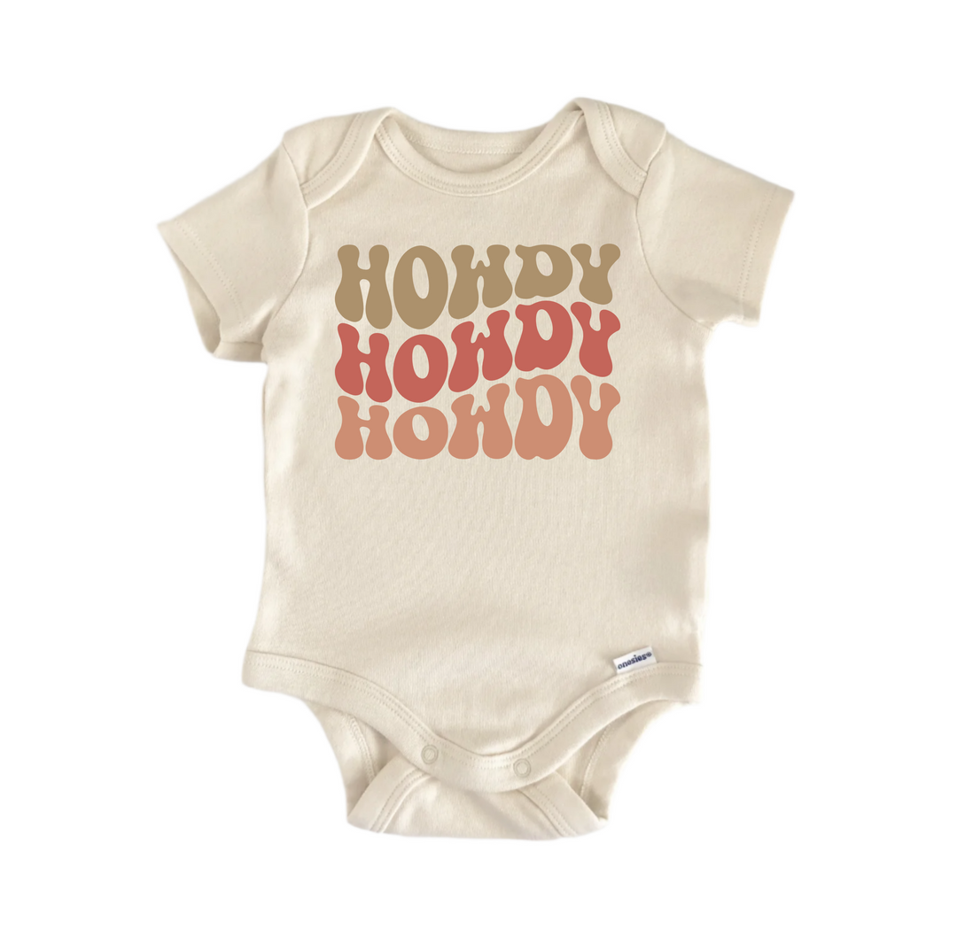 Howdy Country Western Retro -  Baby Boy Girl Clothes Infant Bodysuit Funny Cute Newborn  Funny Cute Onesie® | North Fork Forager LLC