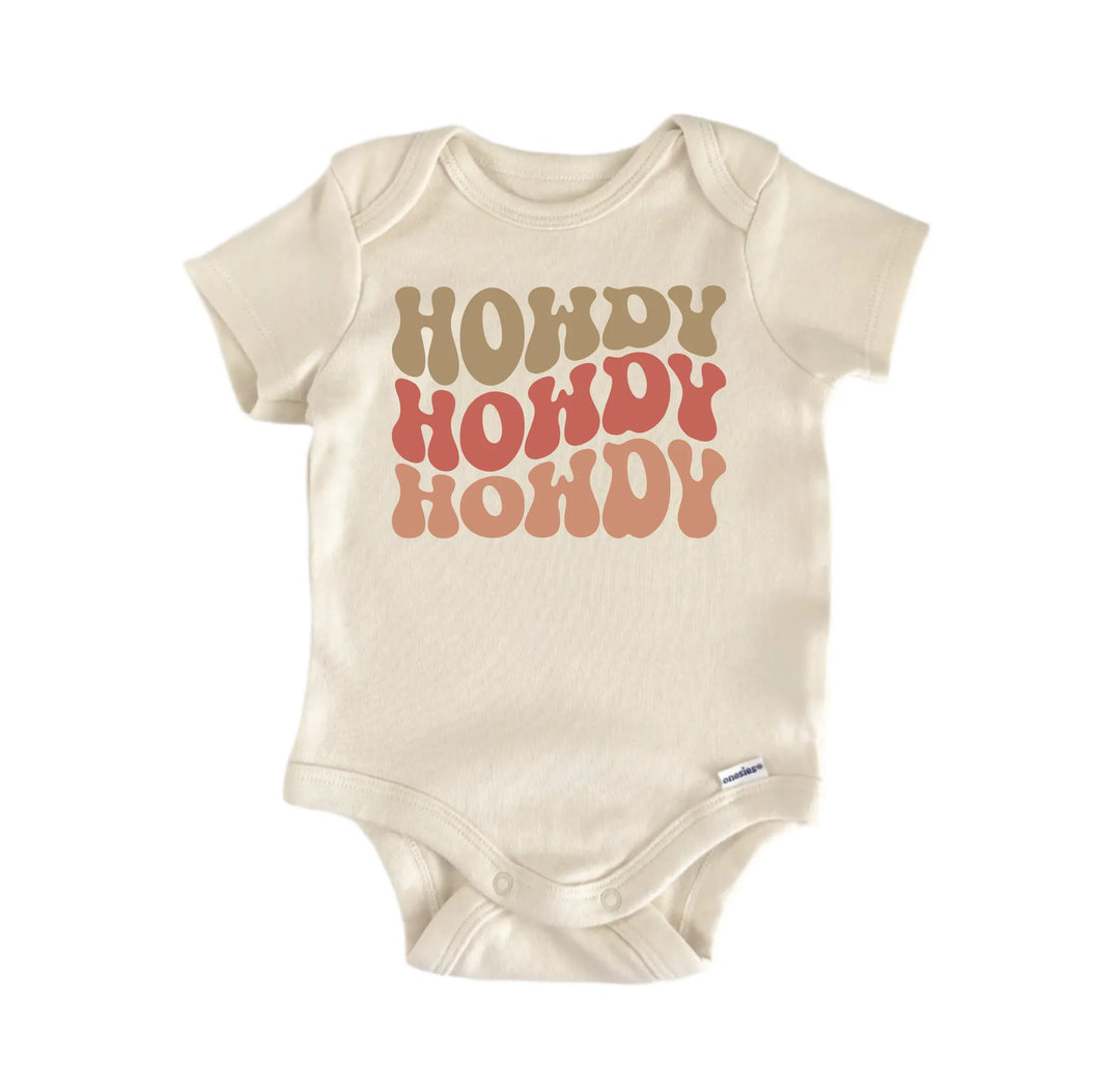 Howdy Country Western Retro -  Baby Boy Girl Clothes Infant Bodysuit Funny Cute Newborn  Funny Cute Onesie® | North Fork Forager LLC
