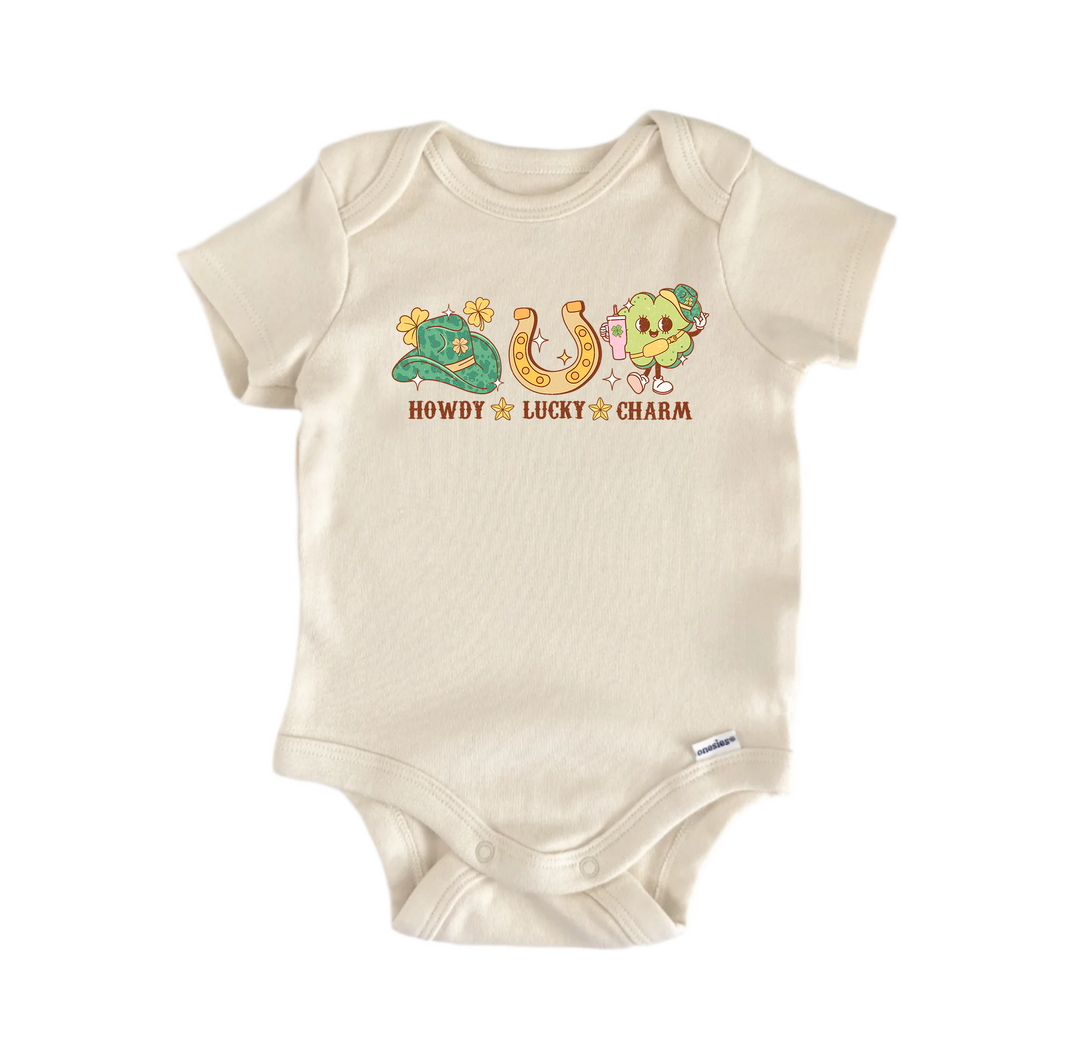 Howdy Lucky Charm St. Patrick's Day -  Baby Boy Girl Clothes Bodysuit Funny Cute  Funny Cute Onesie® | North Fork Forager LLC
