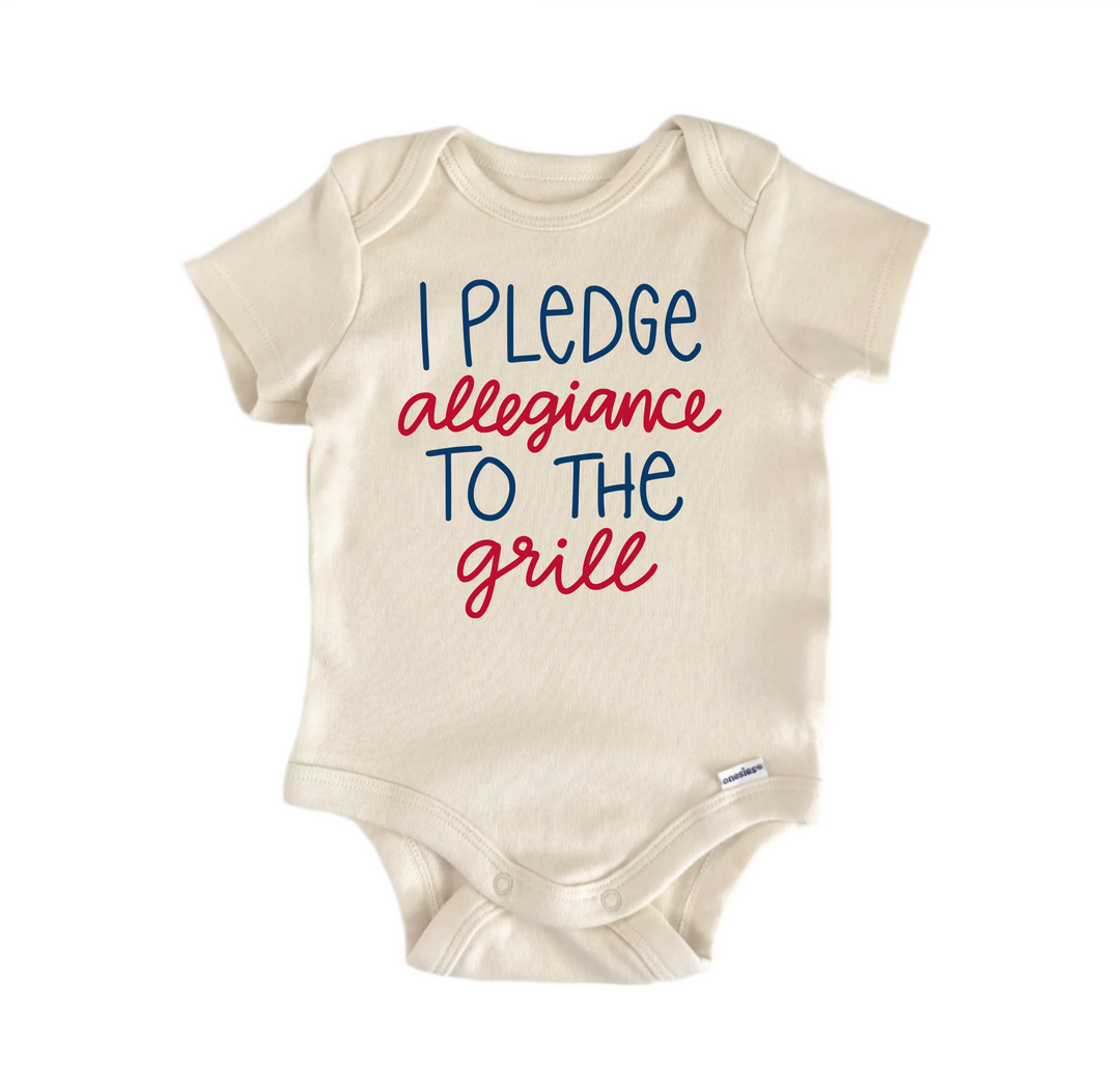 I Pledge Allegiance To The Grill America Patriotic -  Baby Boy Girl Clothes  Bodysuit  Funny Cute Onesie® | North Fork Forager LLC