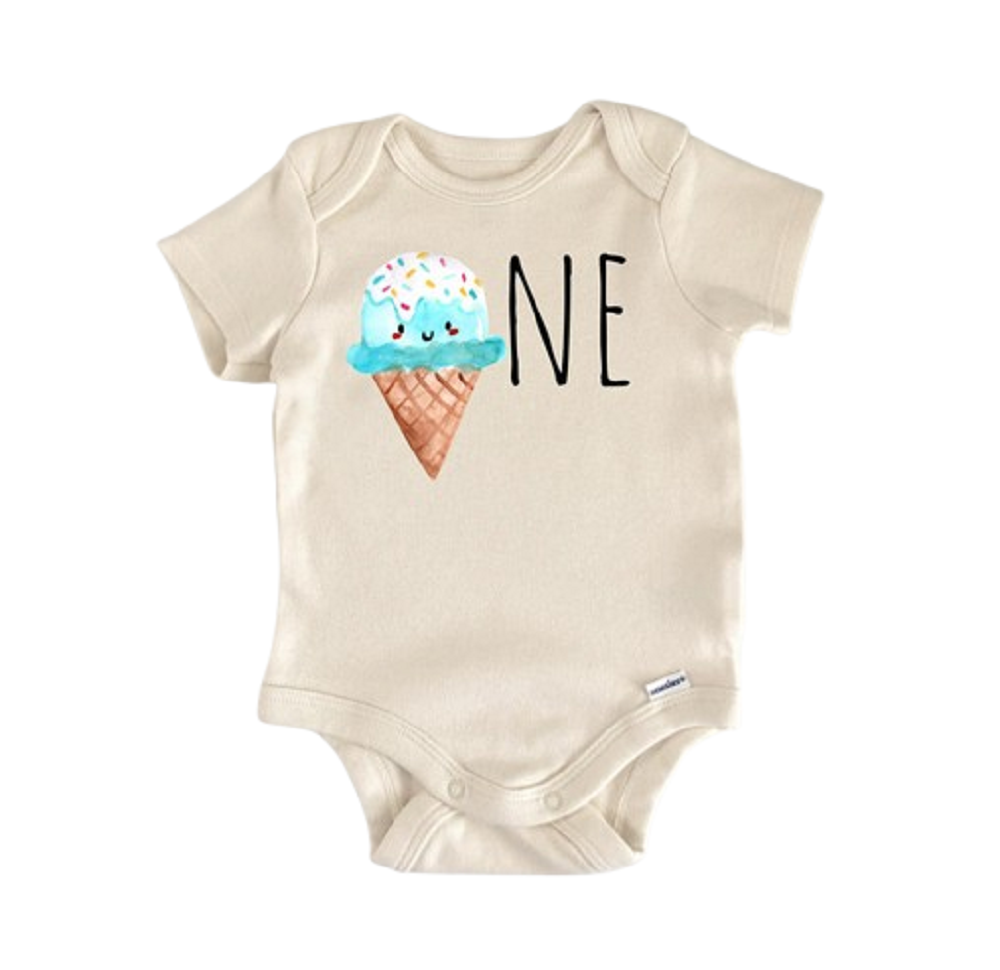 Ice Cream Birthday 1st One - Baby Boy Girl Clothes Infant Bodysuit Funny Cute Newborn  Funny Cute Onesie® | North Fork Forager LLC
