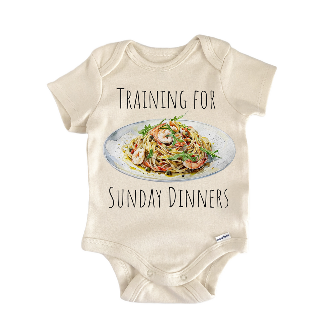 Italian Shrimp Linguine Pasta Italy Foodie - Baby Bodysuit  Funny Cute Onesie® | North Fork Forager LLC