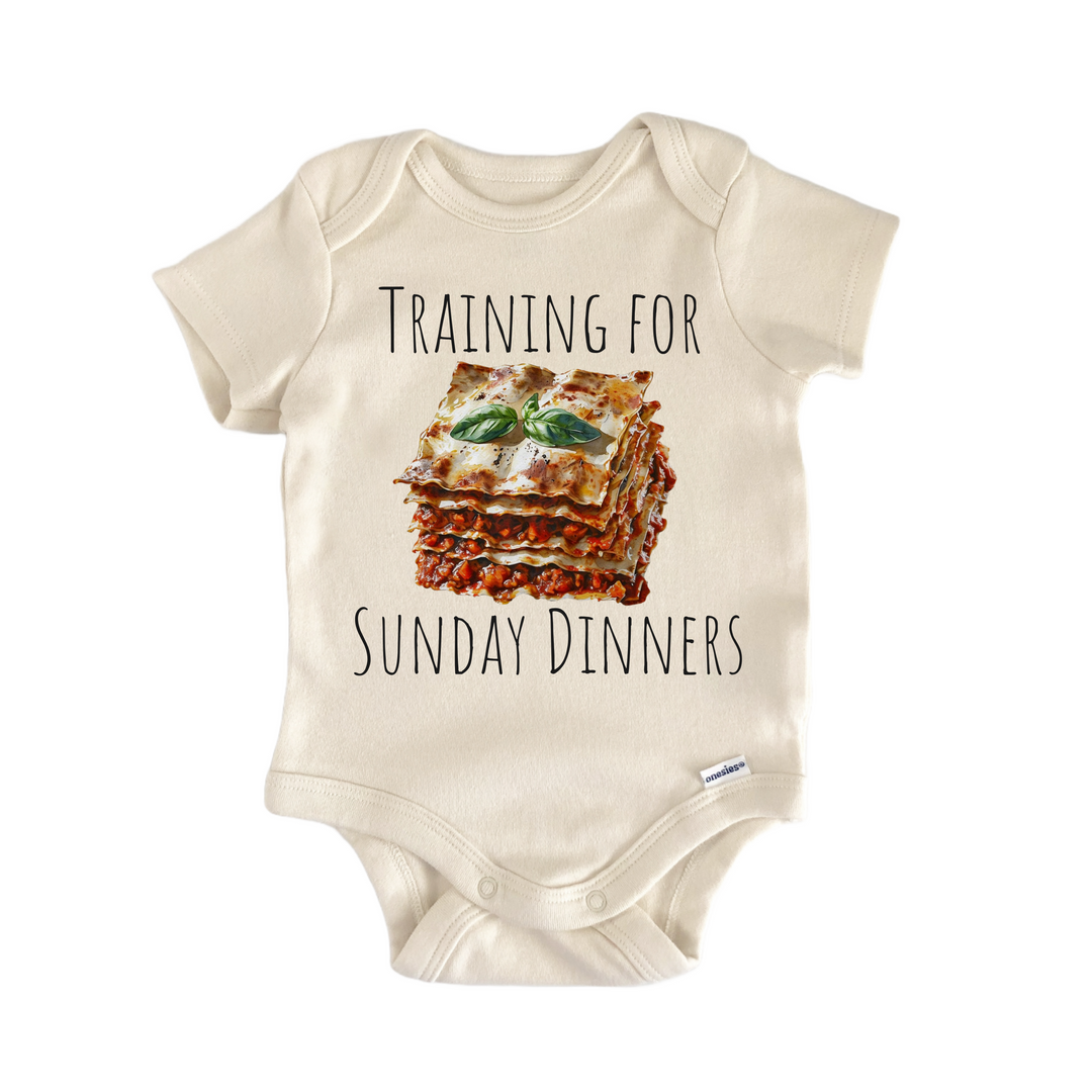 Italian Sunday Dinner Pasta Lasagna Italy - Baby Bodysuit  Funny Cute Onesie® | North Fork Forager LLC