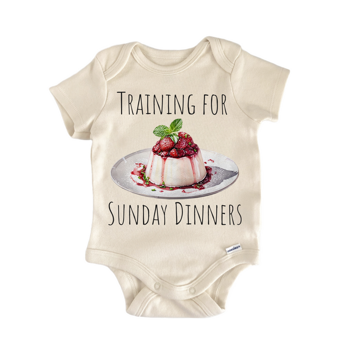 Italian Sunday Dinner Panna Cotta Italy - Baby Bodysuit  Funny Cute Onesie® | North Fork Forager LLC