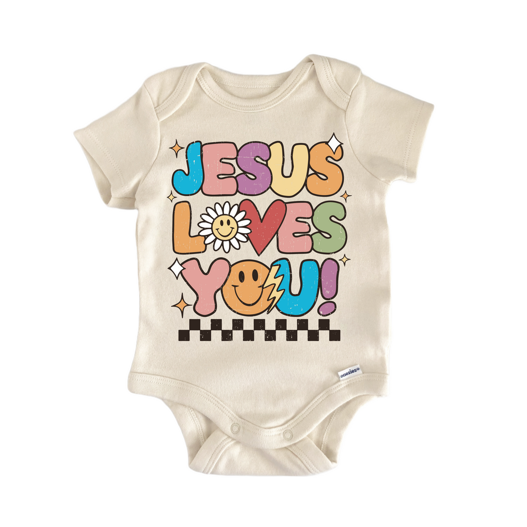 Jesus Loves You God Religious Christian - Baby Bodysuit  Funny Cute Onesie® | North Fork Forager LLC