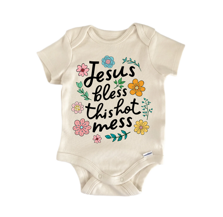 Bless Hot Mess Jesus Religious God Christian -  Baby Boy Girl Clothes  Bodysuit