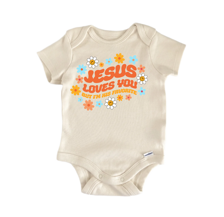 Loves You Favorite Jesus Religious God Christian -  Baby Boy Girl Clothes  Bodysuit  Funny Cute Onesie® | North Fork Forager LLC