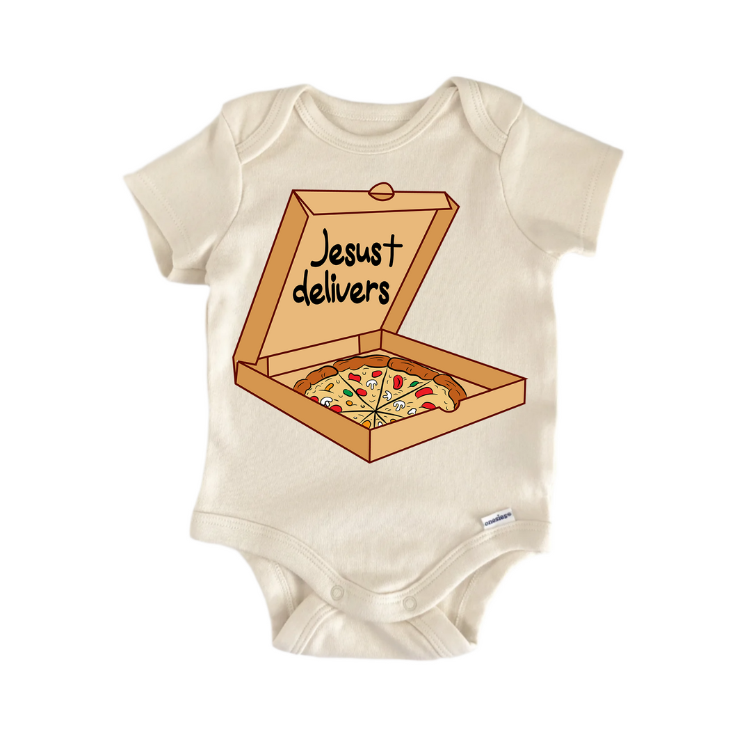 Delivers Jesus Religious God Christian -  Baby Boy Girl Clothes  Bodysuit  Funny Cute Onesie® | North Fork Forager LLC