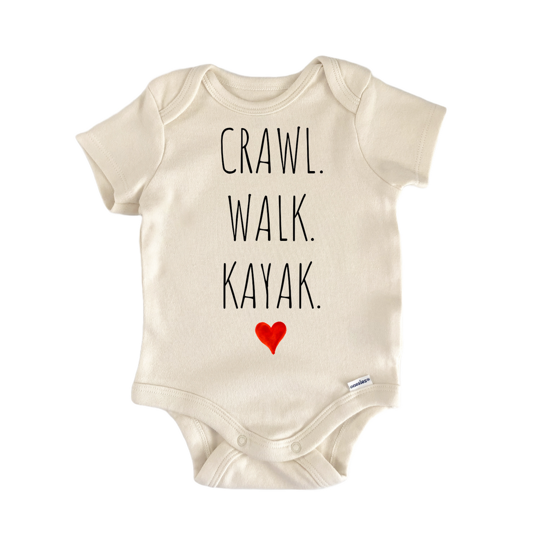 Crawl Walk Kayak - Baby Boy Girl Clothes  Bodysuit Funny Cute  Funny Cute Onesie® | North Fork Forager LLC